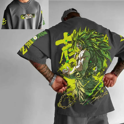 Japanese Anime Dragon Ball Broli Graphics T-shirts Men's Oversized Clothing Harajuku Y2K Short Sleeve Pure Cotton Sportswear