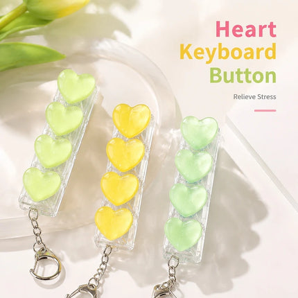 Heart Keyboard Fidget Keychain Stress Releasing Decompression Keychain Press The Keyboard Button Bags Hanging Charm Pendant Gift
