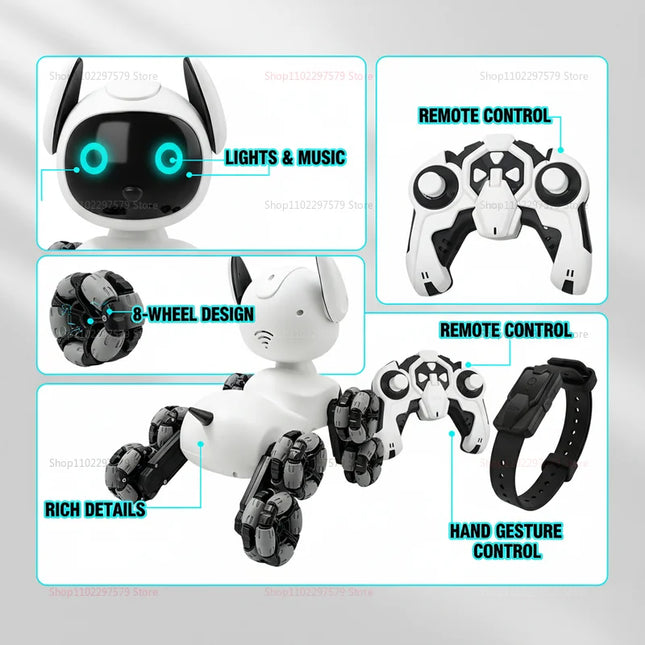 8WD RC Smart Al Robot Dog Car Toys for Kids Remote Control Stunt Drift Car Touch Sensing Music Electric Toys Gifts for Kids Boys