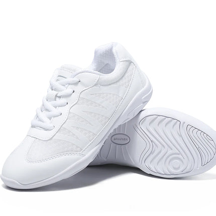 BAXINIER Girls White Cheer Shoes Trainers  Breathable Training Dance Tennis Shoes Lightweight Youth Cheer Competition Sneakers