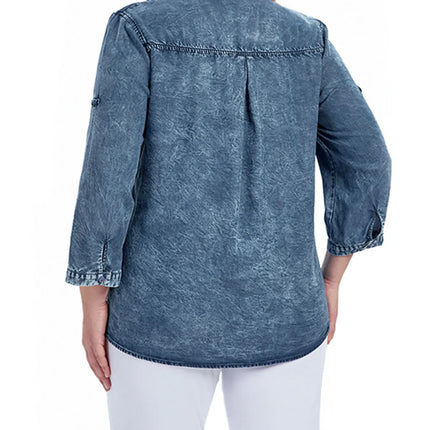 Women Plus Size Woven Spring And Autumn Denim Fashion Shirt