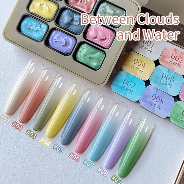MORDDA 9 Colors Patting Glue Smudge Canned High Saturation Popular Semi-Solid Nail Polish Glue Women's Salon Manicure DIY