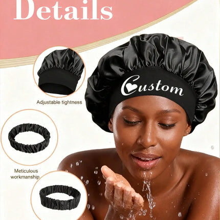 Custom Name Silk Bonnet For Sleeping, Personalized Satin Hair Bonnet For Curly Hair, Customizable Sleep Cap, Large Silk Bonnet For Hair Protection, Customized Gift For Bridesmaids And Bridal Party
