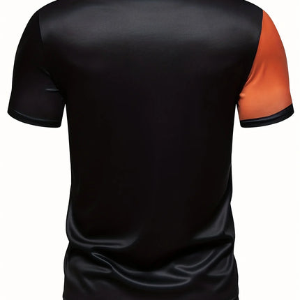 The 2025 summer new men's short-sleeved POLO shirt features a casual fashionable comfortable and soft 3D striped pattern print