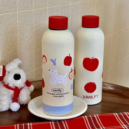 Cute Dog Small Mouth Vacuum Bottle Red Matte Dog Stainless Steel Insulation Cup New Year Christmas Gift Cup Wholesale