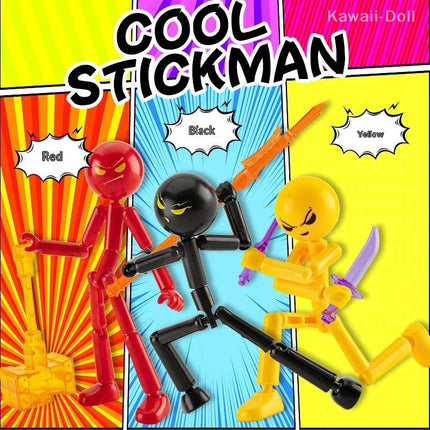 1 Set Movable 3D Printing Mannequin Novelty Action Figure Stickman Assembled Robot Multi-jointed Stickman Toy
