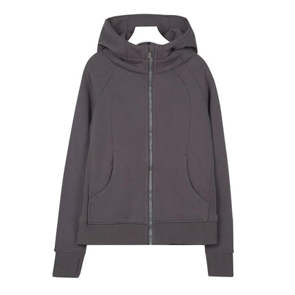 Lulu Original Label Scuba Autumn Winter Slim Fit Fleece Lined Open Cardigan Full Zip Hoodie Casual Long Sleeve Sweatshirt