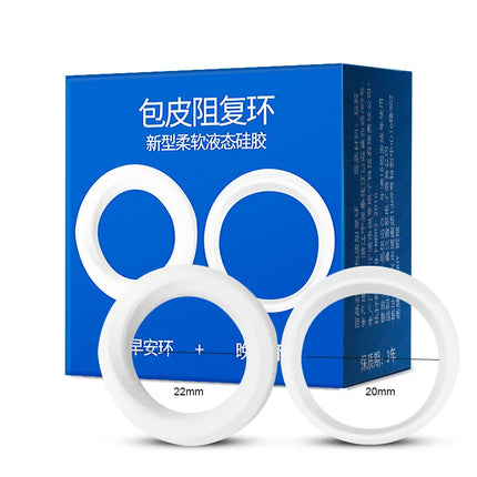 2PCS Silicone Male Foreskin Corrector Resistance Ring Delay Ejaculation Penis Rings Sex Toys for Men Daily/Night Cock Ring