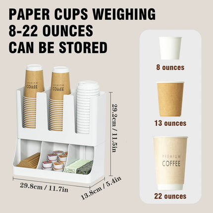 Coffee Station Organizer, Wall-mounted Coffee Bar Organizer for Countertop, Condiment and Cup Storage Organizer, Bar Accessories