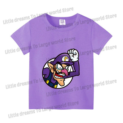 Super Marios Bros T-shirt for Kids Short Sleeve Shirt Cartoon Printed Tops Children Clothes Base Tee Boys Girls Clothing Gift