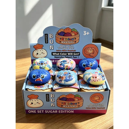 Cartoon Stitch Squishy Bun Fidget Play Toy Slow Rebound Squeeze Toy Mini Steamer Box Pack Kids Cute Collectible Party Present