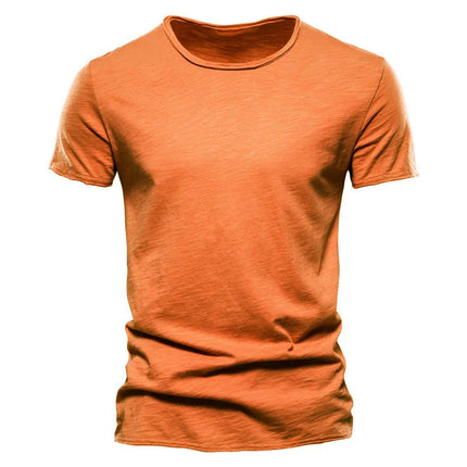 Brand Quality 100% Cotton Men's T-shirt V-neck Fashion Design Slim Fit Solid T-shirts Male Tops Tees Short Sleeve T-Shirt For Men
