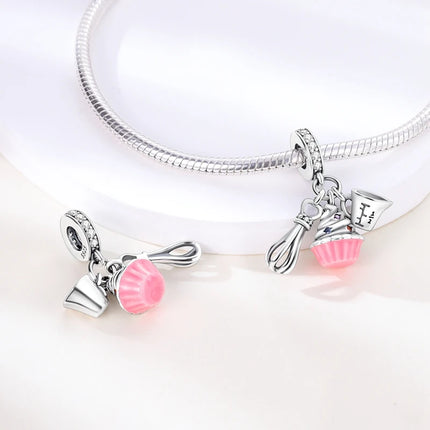 925 Sterling Silver Pink Series Charms Bow Tie Girl Cake Princess Beads Pendant Fit Original Bracelet DIY Jewelry Gift For Woman