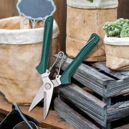 Non-slip Grip Stainless Steel Straight Head Garden Shears Practical Manual Scissors for Outdoor Plants and Bonsai Trimming