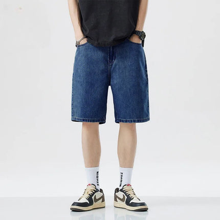 2025 Summer Men Seven Inch Jeans Fashion Design Men's Jeans Slim Fit Straight Leg Short Jeans Casual Loose Wide Leg Denim Shorts