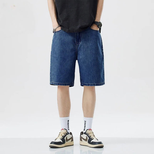 2025 Summer Men Seven Inch Jeans Fashion Design Men's Jeans Slim Fit Straight Leg Short Jeans Casual Loose Wide Leg Denim Shorts