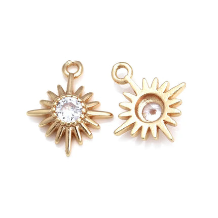 18K Gold Color Brass  Zircon Star Charms Pendants Jewelry Necklaces Earrings Bracelets Making Supplies Diy Findings Accessories