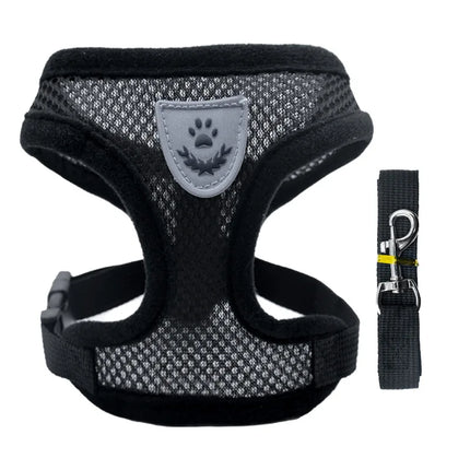 Breathable Mesh Cat Small Dog Harness And Leash Kitten Cats Harnesses Little Dog Puppy Harness For French Bulldog Chihuahua Pug