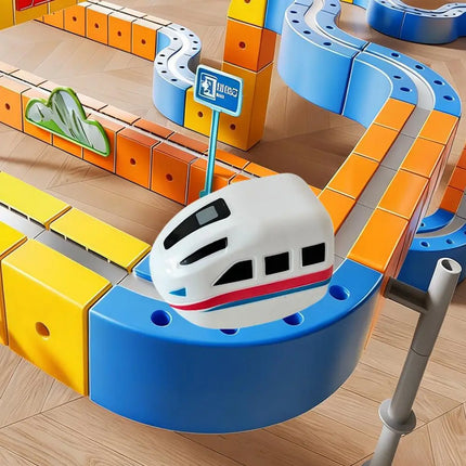 Versatile Magnetic Assembled Rail Car Front Toy Children's Educational Electric Track Car Toys 3D Building Tracks Cube Rails Toy