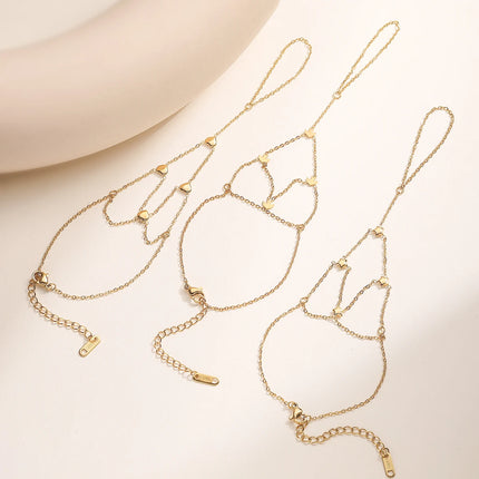 Minimalist 18K Gold Plated Stainless Steel Hand Chain Starry Sky Finger Hand Bracelet Waterproof Fashion Women Jewelry