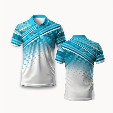 Summer Fashion All Season Comfortable Men's Casual Short-Sleeved Shirt Top Men's Geometric Pattern Printed Short-Sleeved Polo Shirt