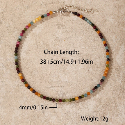 1PC 4mm natural amazonite stone beaded necklace for women ingx tiny pink wintersweet india onyx necklace women beaded jewelry