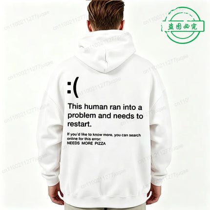 Blue Screen of Death Men Hoodies Needs More Pizza Geek Programmer Graphic Tracksuits Man Sportwear Geek Sweatshirts Tops Gifts