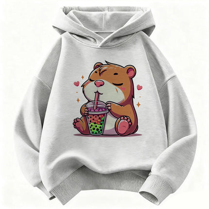 Capybara Funny Design  Children's Hoodie Sweatshirt Cute Harajuku Hoody for Boys Girls Spring Casual Hoodies