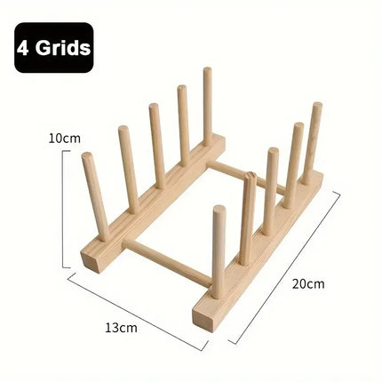 Wooden Plate Rack Kitchen Dishes Stand Plate Dish Drying Rack Cutting Boards Cups Organizer Shelf Multifunctional Display Stand