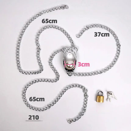 Female Chastity Cage Belt Metal Lock Anal Plug BDSM Rolling Ball Stimulation G-spot Massager Adjustable Waistband Sex Toys Women