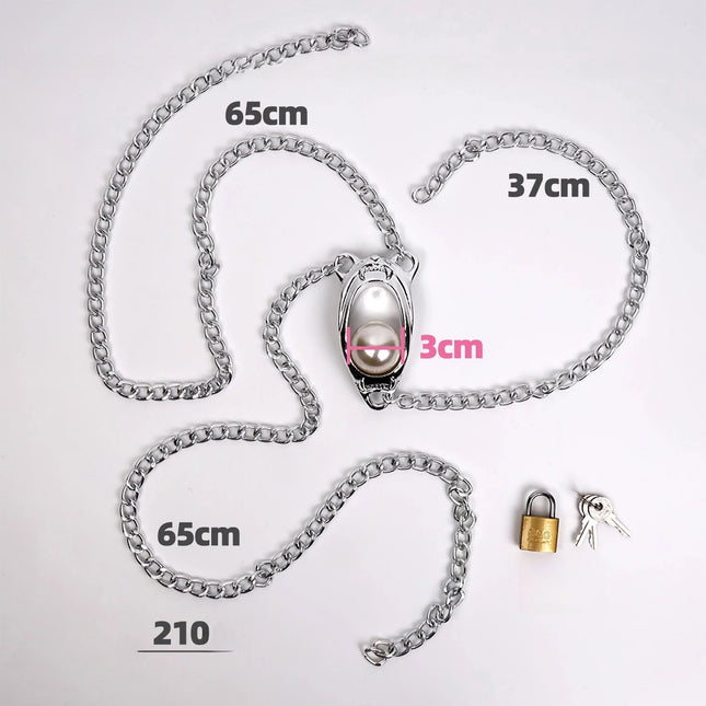 Female Chastity Cage Belt Metal Lock Anal Plug BDSM Rolling Ball Stimulation G-spot Massager Adjustable Waistband Sex Toys Women