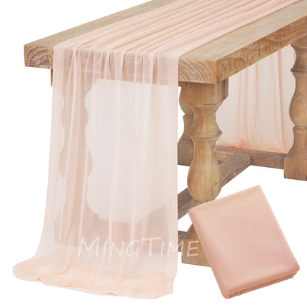 Soft Table Runner Blush Dust Pink Gauze Rustic Boho Natural Wedding Party Baby Shower Dinning Ornament Decoration