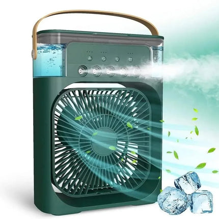 USB Mini Air Cooler Humidifier Fan Portable 3 Speed Mist Spray 7 Color LED Timer Desk Fan for Home Office Travel