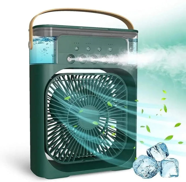 USB Mini Air Cooler Humidifier Fan Portable 3 Speed Mist Spray 7 Color LED Timer Desk Fan for Home Office Travel