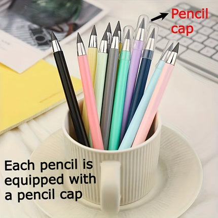 24pcs Round Everlasting Pencils No Sharpening Breakage Anti-Loose Lead with Eraser HB Inkless Art Drawing Stationery Special Pen