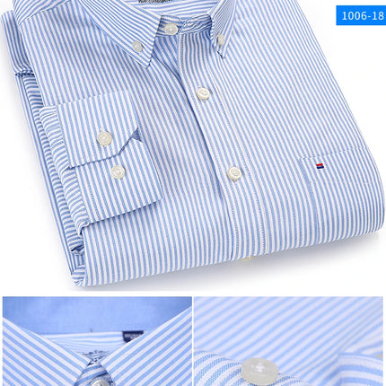 Classic fit cotton Full Casual shirts for men solid color long-sleeve plain shirt single pocket top soft slim fit formal clothes