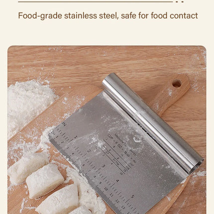Stainless Steel Cake Scraper & Dough Cutter with Measuring Scale, DIY Dough Pastry Spatulas, Bread Baking Accessories