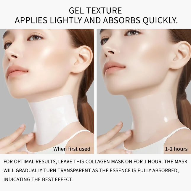 Overnight Collagen Neck Mask Anti-Wrinkle 4 Pcs/Box Moisturizing Lift Firming Neck Mask Hyaluronic Acid for All Skin Types