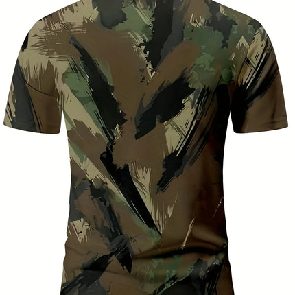 2026 Summer New Style Men's Short-Sleeved Polo Shirt with 3D Camo Pattern Print - Comfortable Soft and Breathable