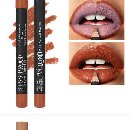 Thanksgiving/Christmas women's cosmetics gifts: 12 color matte velvet lipliner, natural&waterproof&easy to color lipstick pen.