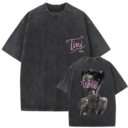 Singer Tini Stoessel Futtura Album 2025 Graphic T Shirts Men Women Fashion Casual Washed Vintage T-shirt Fans Gift Streetwear