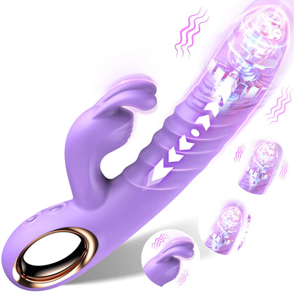 3 IN 1 Powerful Thrusting Rabbit Vibrator Female Clitoris Stimulator G Spot Dildo Massager  Adults Sex Toys for Women