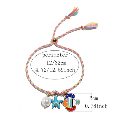Fashion Design Painted Fish Anklet for Women Starfish Beautiful Artificial Pearl Bead Bohemia Bracelets Anklet For Women