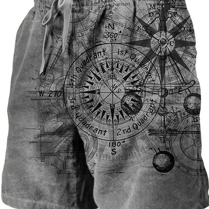 Men's Beach Pants Compass 3D Printed Shorts Men's Summer Breathable Shorts Fitness Street Shorts Men's Ropa Hombre