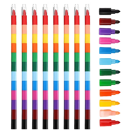 12/24/36PCS Rainbow Colored Building Block Crayons Stackable 12-Color Draw Crayons Rewards Artclass Painting Pens Stationery ZYF