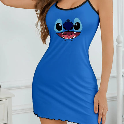 Women's Disney Stitch Cute Cartoon Pattern Hanging Skirt Sleepwear Home Clothes