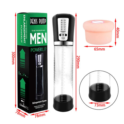 Electric Penis Enlarge Vacuum Pump with 6 Suction Intensities Penis Enlargement Extend Pump Air Pressure Device Sex Toys for Men