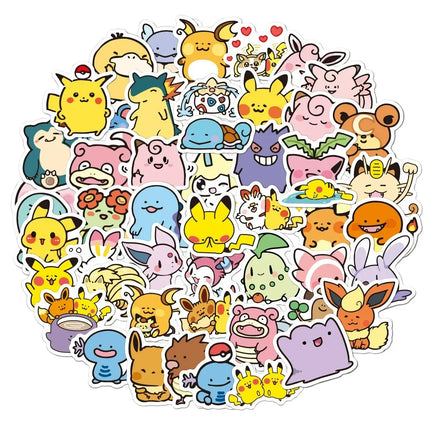 100PCS Cute Anime Pokemon Cartoon Stickers for Laptop Motorcycle Stationery DIY Kids Toys Graffiti Sticker Decoration