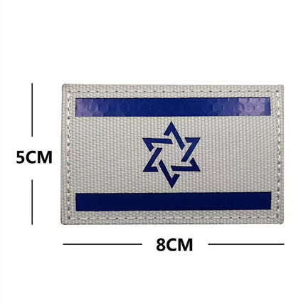 Israeli National Flag Reflective Patches Embroideried Military Uniform Armband Tactical Morale Embroidery Badge Israel Patches