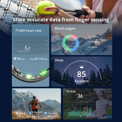 New COLMI R03 Smart Ring Charging Case Men Women, Battery Life 39 Days, Health Monitor, IP68 & 5ATM Waterproof, Multi-sport Mode